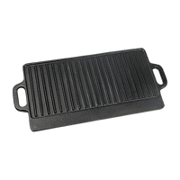 46x22 cm Cast Iron Reversible Griddle Plate BBQ Hob Cooking Grill Pan Kings Warehouse 
