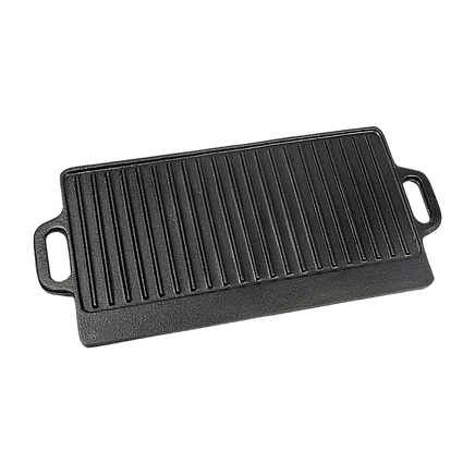 46x22 cm Cast Iron Reversible Griddle Plate BBQ Hob Cooking Grill Pan Kings Warehouse 