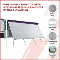 4.9m Caravan Privacy Screen Side Sunscreen Sun Shade for 17' Roll Out Awning Kings Warehouse 