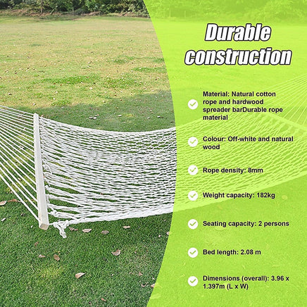 4m Traditional Cotton Rope Hammock with Hanging Hardware Home & Garden Kings Warehouse 