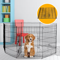 4Paws 8 Panel Playpen Puppy Exercise Fence Cage Enclosure Pets Black All Sizes - 24" - Black Afterpay Day: Pet Paradise Kings Warehouse 