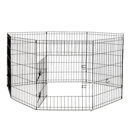 4Paws 8 Panel Playpen Puppy Exercise Fence Cage Enclosure Pets Black All Sizes - 24" - Black Afterpay Day: Pet Paradise Kings Warehouse 