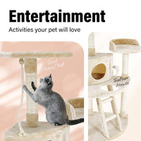 4Paws Cat Tree Scratching Post House Furniture Bed Luxury Plush Play 120cm - Beige Afterpay Day: Pet Paradise Kings Warehouse 