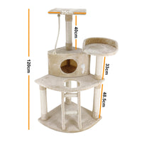 4Paws Cat Tree Scratching Post House Furniture Bed Luxury Plush Play 120cm - Beige Afterpay Day: Pet Paradise Kings Warehouse 
