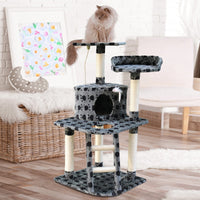 4Paws Cat Tree Scratching Post House Furniture Bed Luxury Plush Play 120cm - Grey Afterpay Day: Pet Paradise Kings Warehouse 