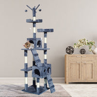4Paws Cat Tree Scratching Post House Furniture Bed Luxury Plush Play 200cm - Grey Kings Warehouse 