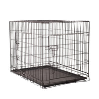 4Paws Dog Cage Pet Crate Cat Puppy Metal Cage ABS Tray Foldable Portable Black - 24" - Black Afterpay Day: Pet Paradise Kings Warehouse 