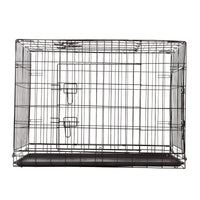 4Paws Dog Cage Pet Crate Cat Puppy Metal Cage ABS Tray Foldable Portable Black - 24" - Black Afterpay Day: Pet Paradise Kings Warehouse 