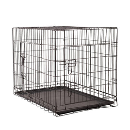 4Paws Dog Cage Pet Crate Cat Puppy Metal Cage ABS Tray Foldable Portable Black - 36" - Black Afterpay Day: Pet Paradise Kings Warehouse 