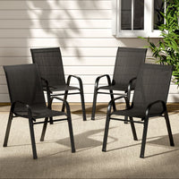 4PC Outdoor Dining Chairs Stackable Lounge Chair Patio Furniture Black Furniture Kings Warehouse 