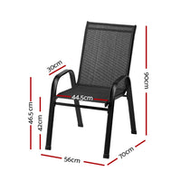 4PC Outdoor Dining Chairs Stackable Lounge Chair Patio Furniture Black Furniture Kings Warehouse 