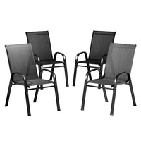 4PC Outdoor Dining Chairs Stackable Lounge Chair Patio Furniture Black Furniture Kings Warehouse 