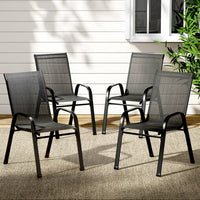 4PC Outdoor Dining Chairs Stackable Lounge Chair Patio Furniture Black garden supplies Kings Warehouse 