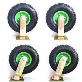 4x 10 Inch Swivel Castor Caster Pneumatic Tyres Wheels Trolley Cart Wheelbarrow Kings Warehouse 