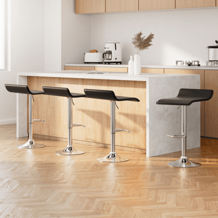 4x Bar Stools Adjustable Gas Lift Chairs Black Furniture Kings Warehouse 