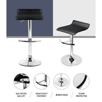 4x Bar Stools Adjustable Gas Lift Chairs Black Furniture Kings Warehouse 
