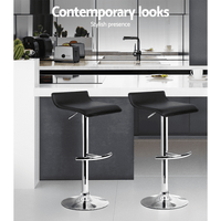 4x Bar Stools Adjustable Gas Lift Chairs Black Furniture Kings Warehouse 