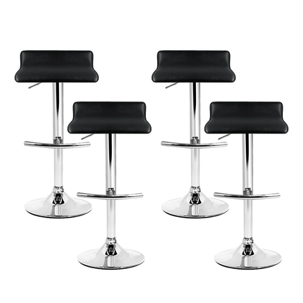 4x Bar Stools Adjustable Gas Lift Chairs Black Furniture Kings Warehouse 