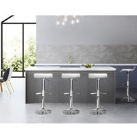 4x Bar Stools Adjustable Gas Lift Chairs White Furniture Kings Warehouse 