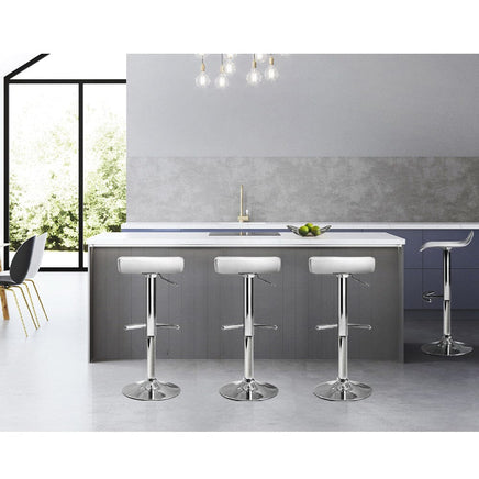 4x Bar Stools Adjustable Gas Lift Chairs White Furniture Kings Warehouse 