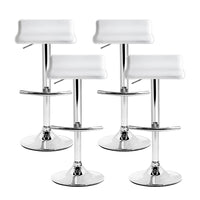 4x Bar Stools Adjustable Gas Lift Chairs White Furniture Kings Warehouse 