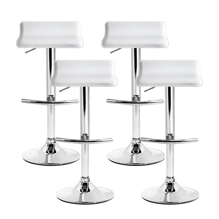 4x Bar Stools Adjustable Gas Lift Chairs White Furniture Kings Warehouse 