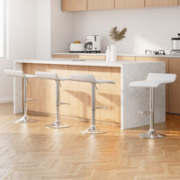 4x Bar Stools Adjustable Gas Lift Chairs White Furniture Kings Warehouse 