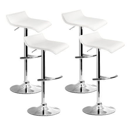 4x Bar Stools Adjustable Gas Lift Chairs White Furniture Kings Warehouse 