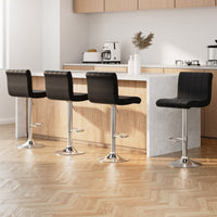 4x Bar Stools Gas Lift Leather Black Furniture Kings Warehouse 
