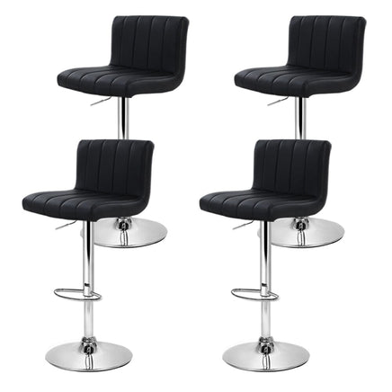 4x Bar Stools Gas Lift Leather Black Furniture Kings Warehouse 