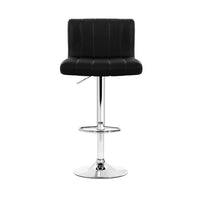 4x Bar Stools Gas Lift Leather Black Furniture Kings Warehouse 