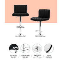 4x Bar Stools Gas Lift Leather Black Furniture Kings Warehouse 