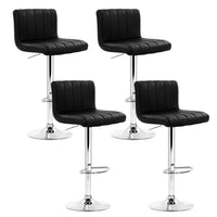 4x Bar Stools Gas Lift Leather Black Furniture Kings Warehouse 