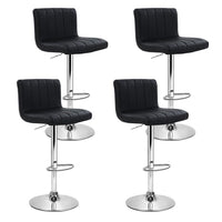 4x Bar Stools Gas Lift Leather Black Furniture Kings Warehouse 