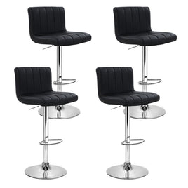 4x Bar Stools Gas Lift Leather Black Furniture Kings Warehouse 