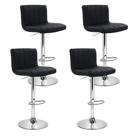 4x Bar Stools Gas Lift Leather Black Furniture Kings Warehouse 