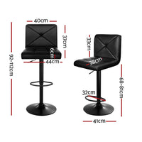 4x Bar Stools Gas Lift Leather Chair Black Furniture Kings Warehouse 