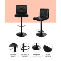 4x Bar Stools Gas Lift Leather Chair Black Furniture Kings Warehouse 