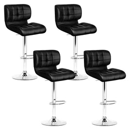 4x Bar Stools Gas Lift Leather Padded Black Furniture Kings Warehouse 