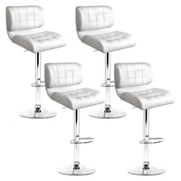 4x Bar Stools Gas Lift Leather Padded White Furniture Kings Warehouse 