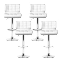 4x Bar Stools Gas Lift Leather Padded White Furniture Kings Warehouse 