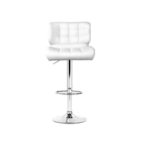 4x Bar Stools Gas Lift Leather Padded White Furniture Kings Warehouse 