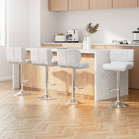 4x Bar Stools Gas Lift Leather Padded White Furniture Kings Warehouse 