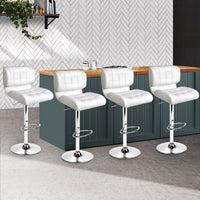 4x Bar Stools Gas Lift Leather Padded White Furniture Kings Warehouse 