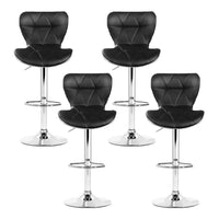 4x Bar Stools Gas Lift Leather Seat Black Furniture Kings Warehouse 