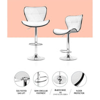 4x Bar Stools Gas Lift Leather Seat White Furniture Kings Warehouse 