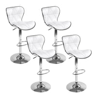 4x Bar Stools Gas Lift Leather Seat White Furniture Kings Warehouse 