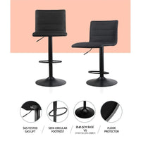 4x Bar Stools Gas Lift Linen Fabric Black Furniture Kings Warehouse 