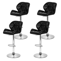 4x Bar Stools Gas Lift Padded Leather Black Furniture Kings Warehouse 