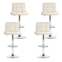 4x Bar Stools Leather Gas Lift Beige Furniture Kings Warehouse 